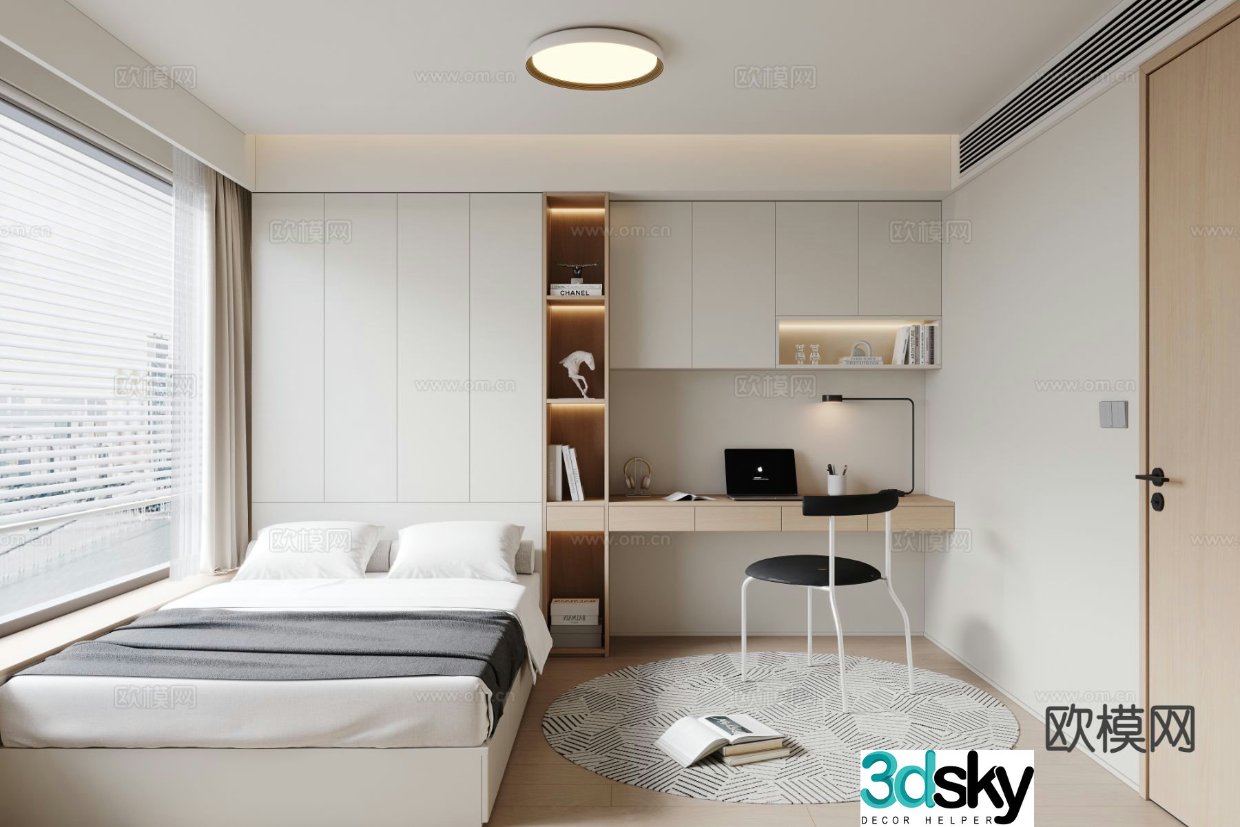 Modern tatami bedroom 3d model
