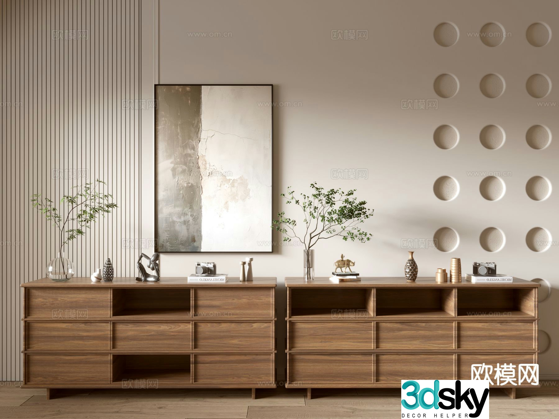 Wabi-sabi entrance cabinet side cabinet 3D model