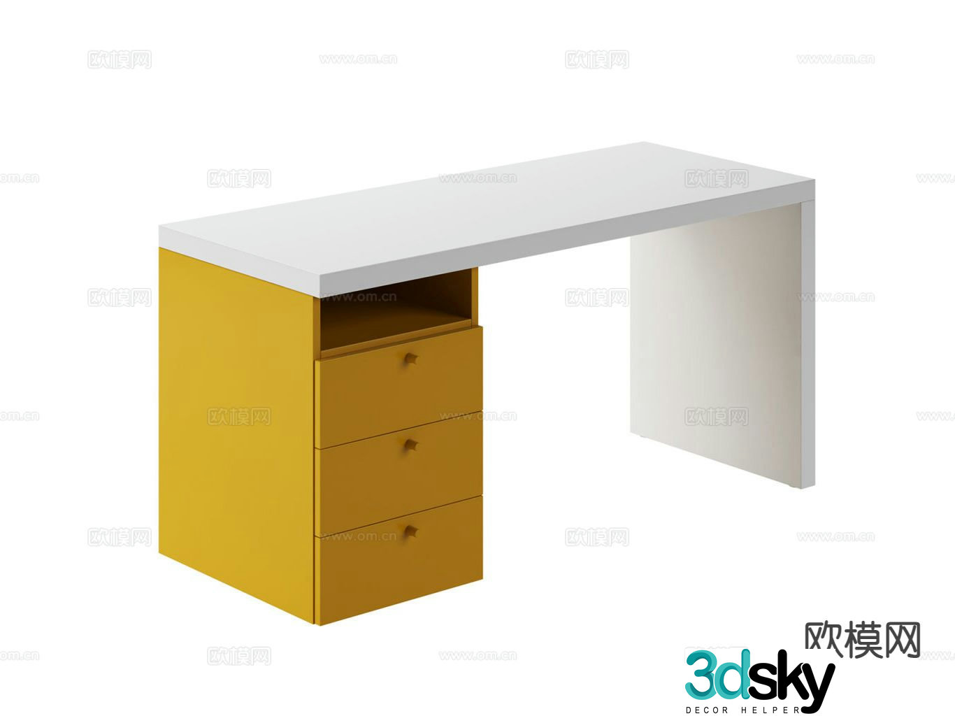 Simple desk computer desk 3d model