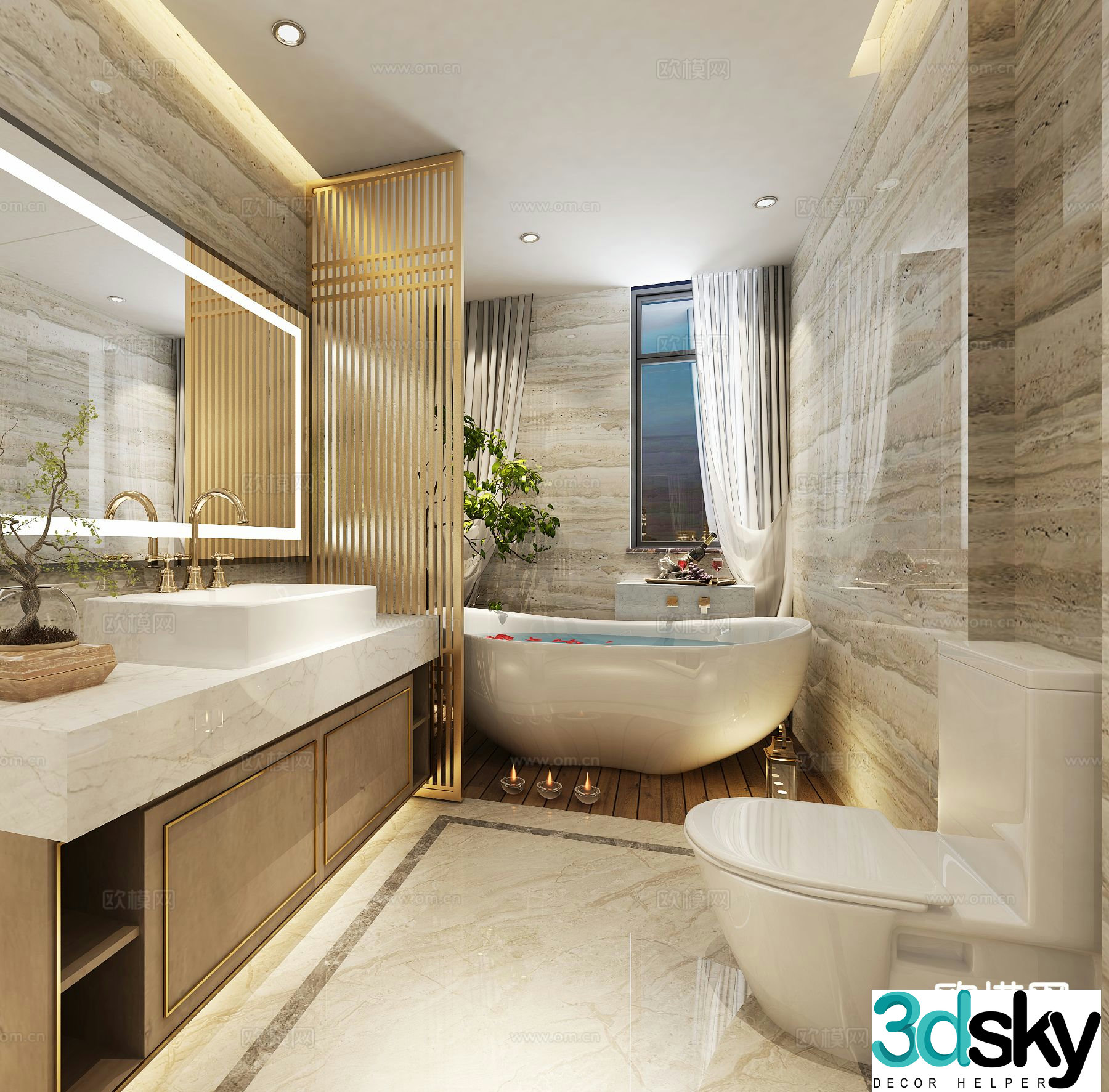 New Chinese style bathroom bathroom 3d model