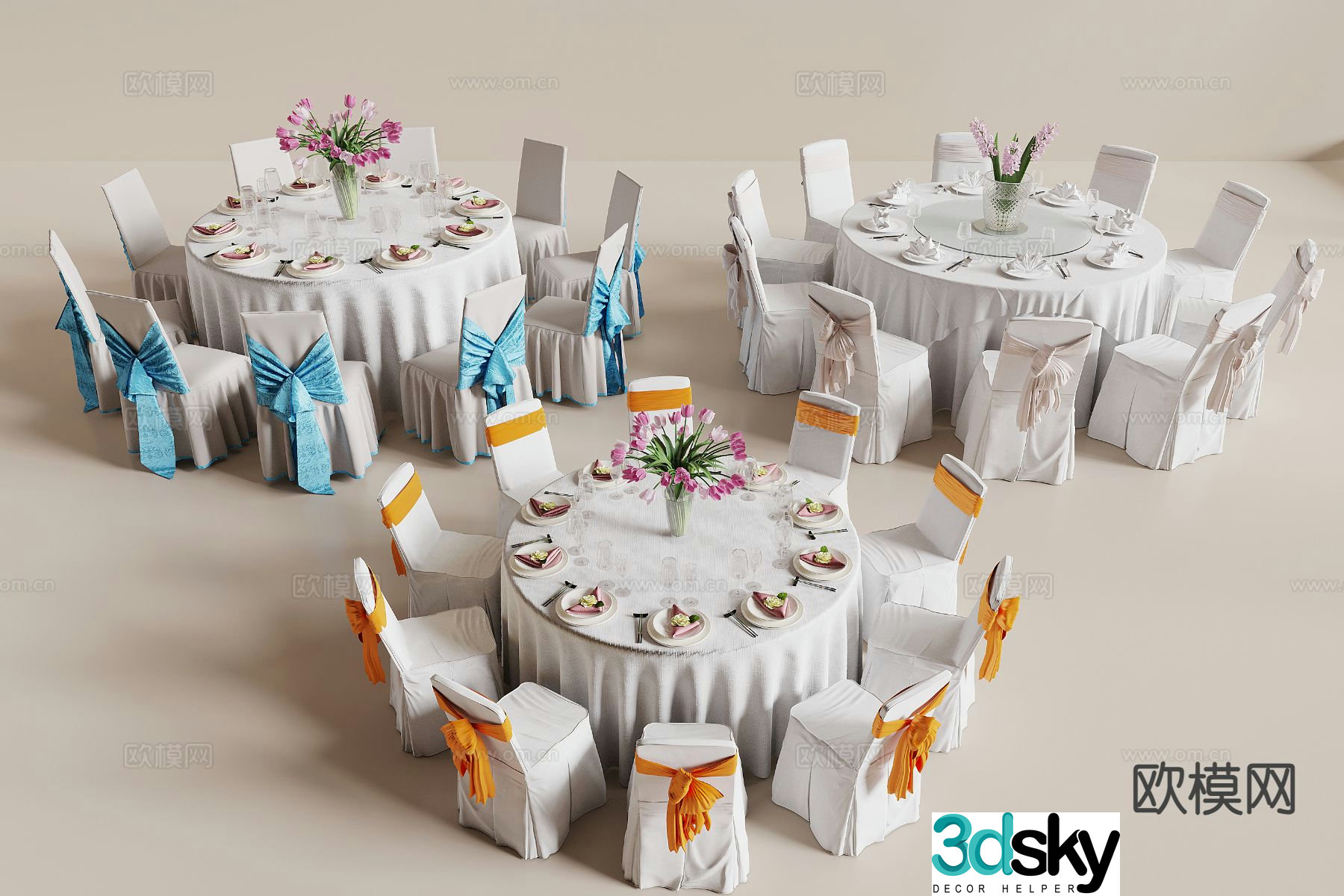 Modern banquet table wedding banquet table 3d model