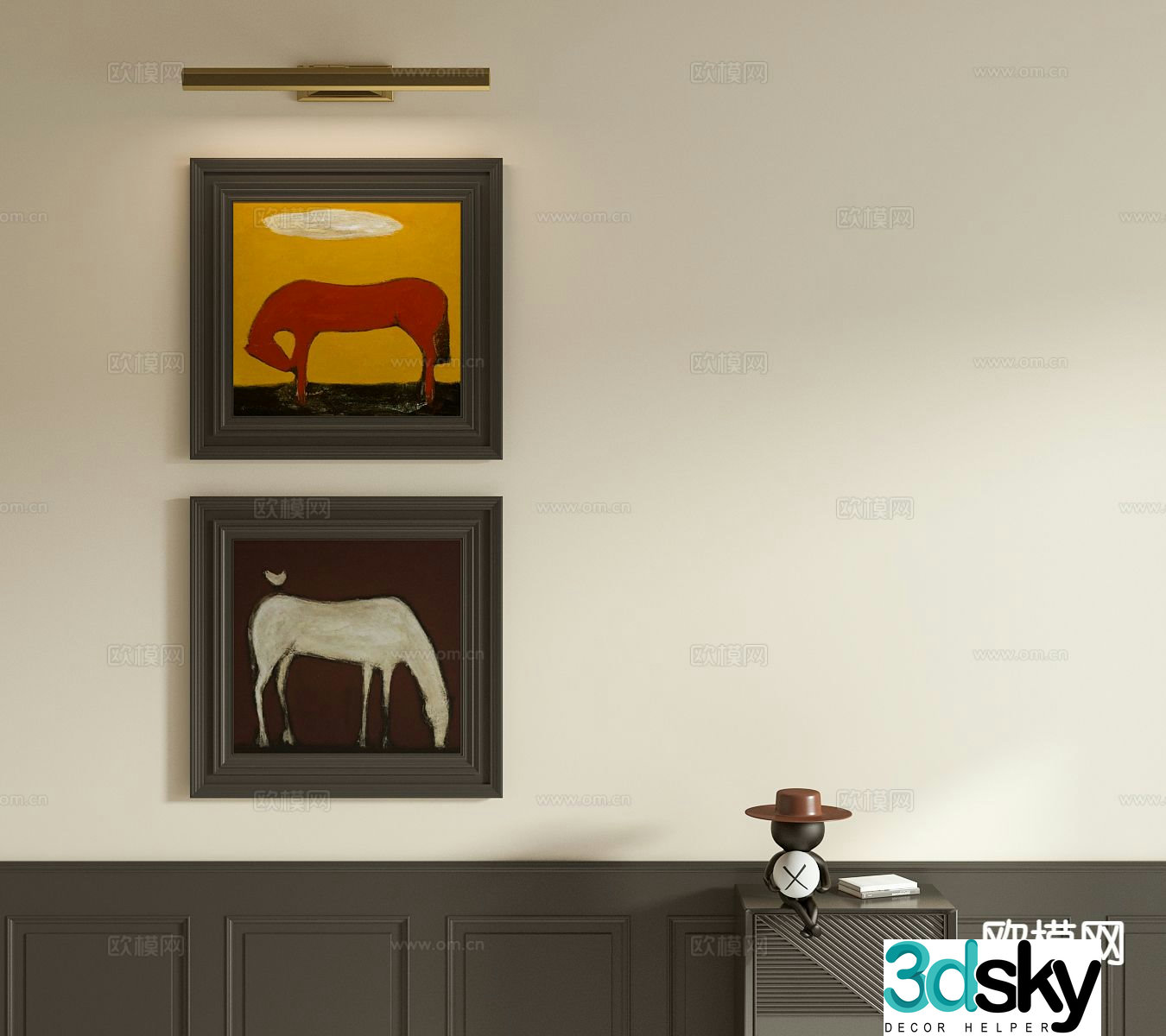 Medieval style art painting abstract painting decorative painting 3d model
