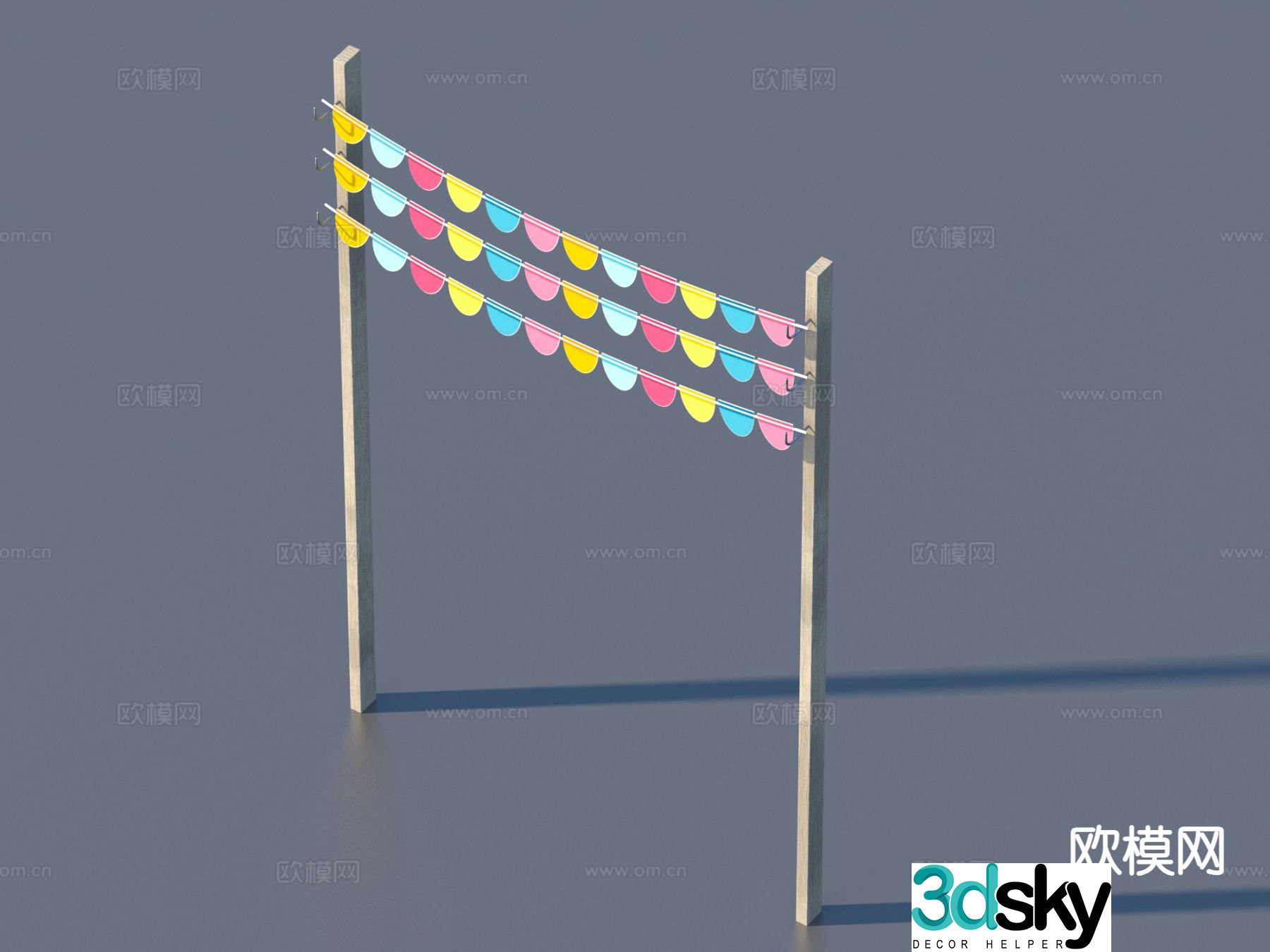 Hanging flag colorful flag decorative flag flag 3d model