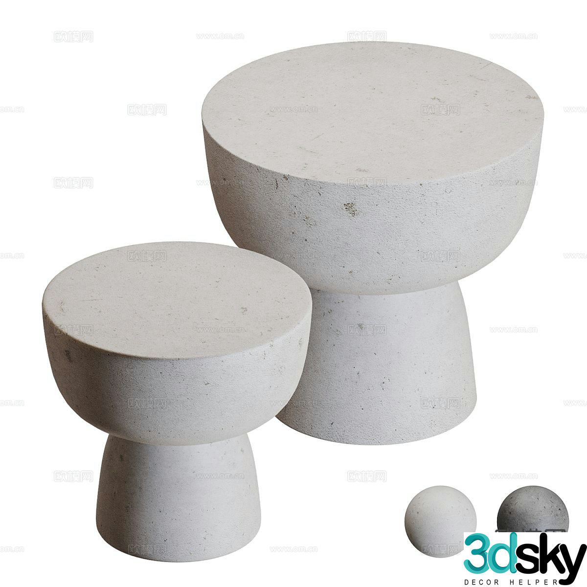 Modern round table corner table side table 3D model