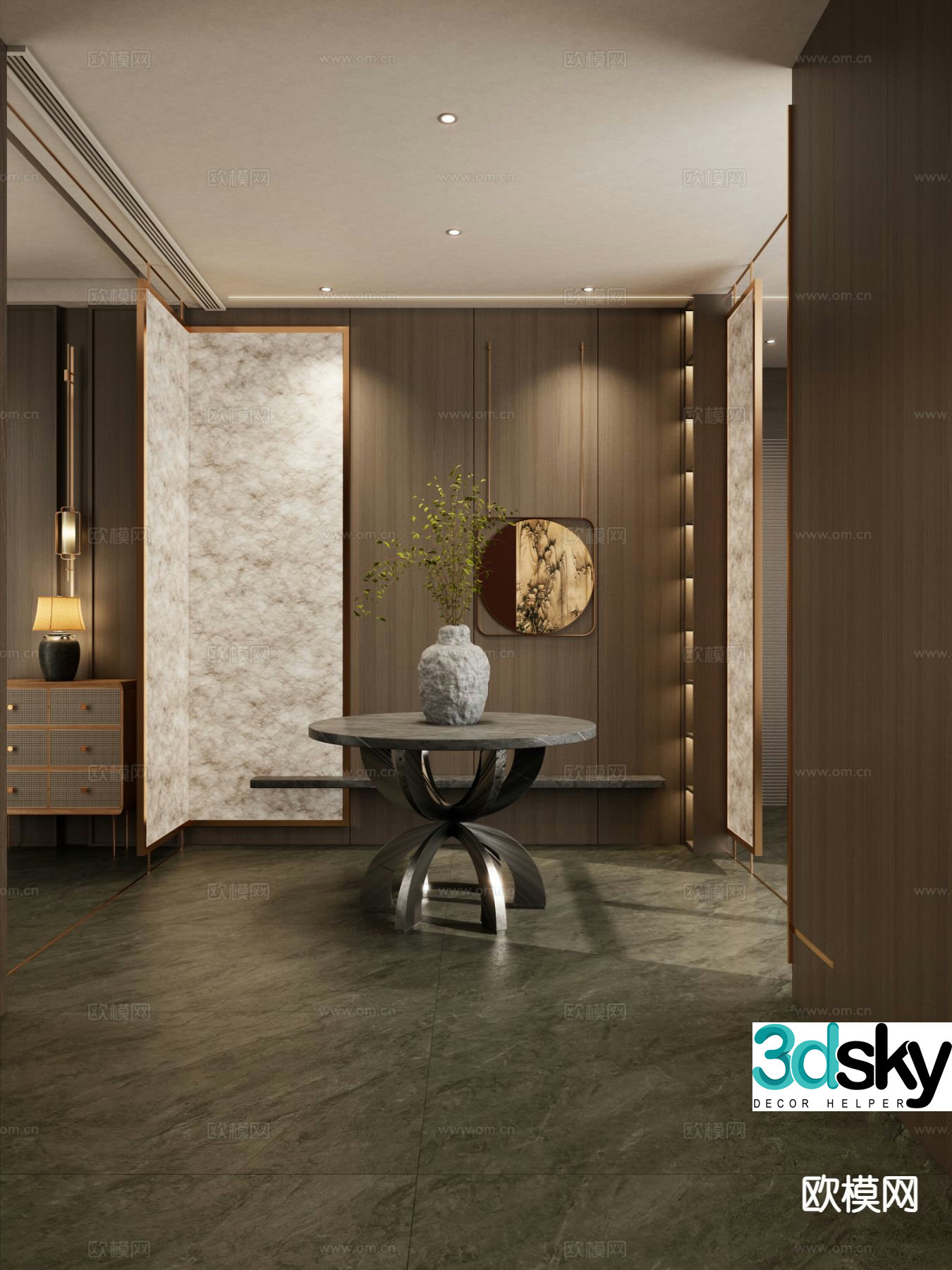 New Chinese style entrance hall entrance hall aisle 3D model
