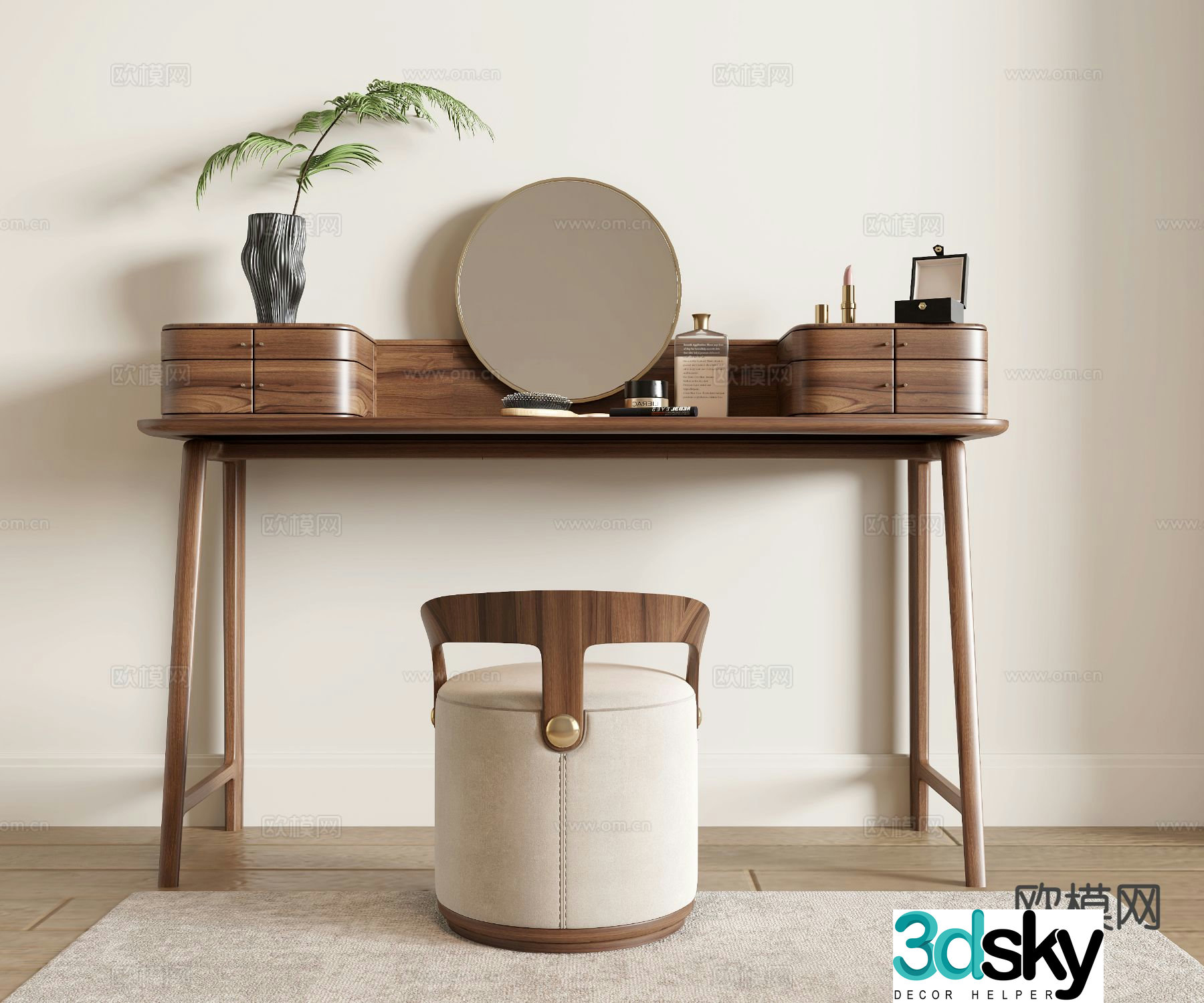 New Chinese style dressing table dressing table 3d model