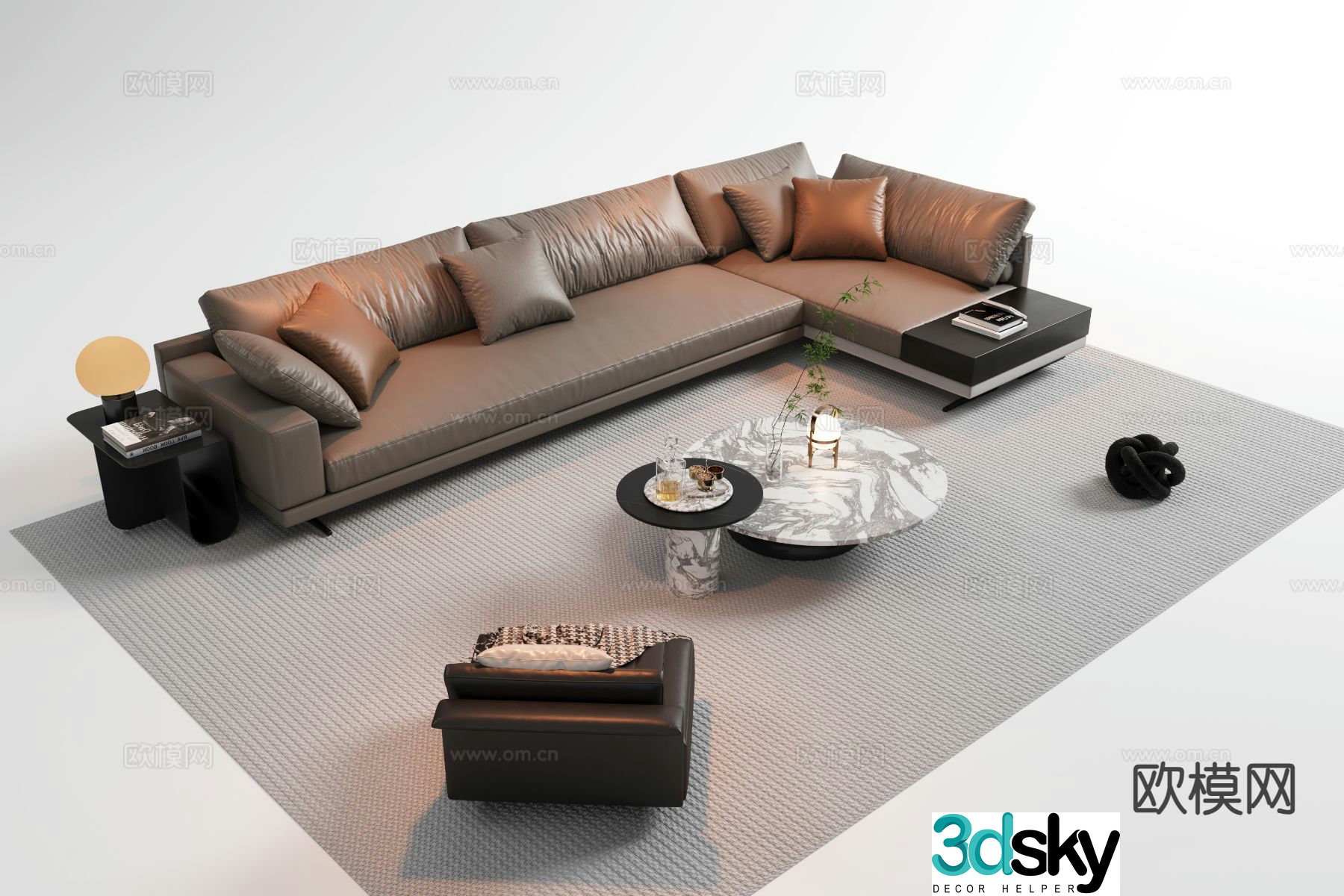Italian sectional sofa 3d model