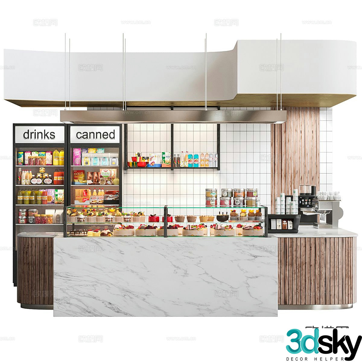 Cafe cashier bakery cabinet 3d model