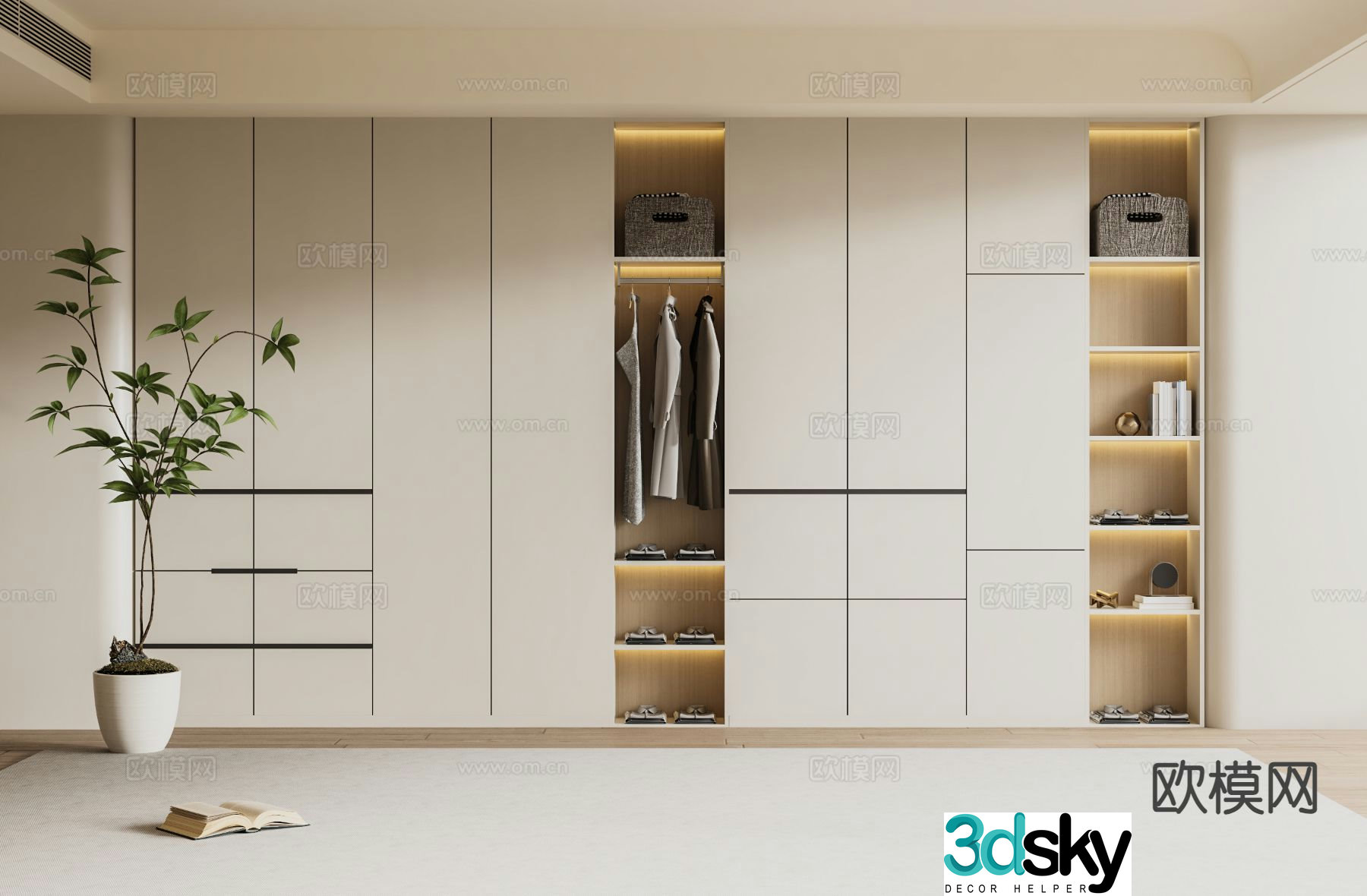 Cream style wardrobe wardrobe 3d model