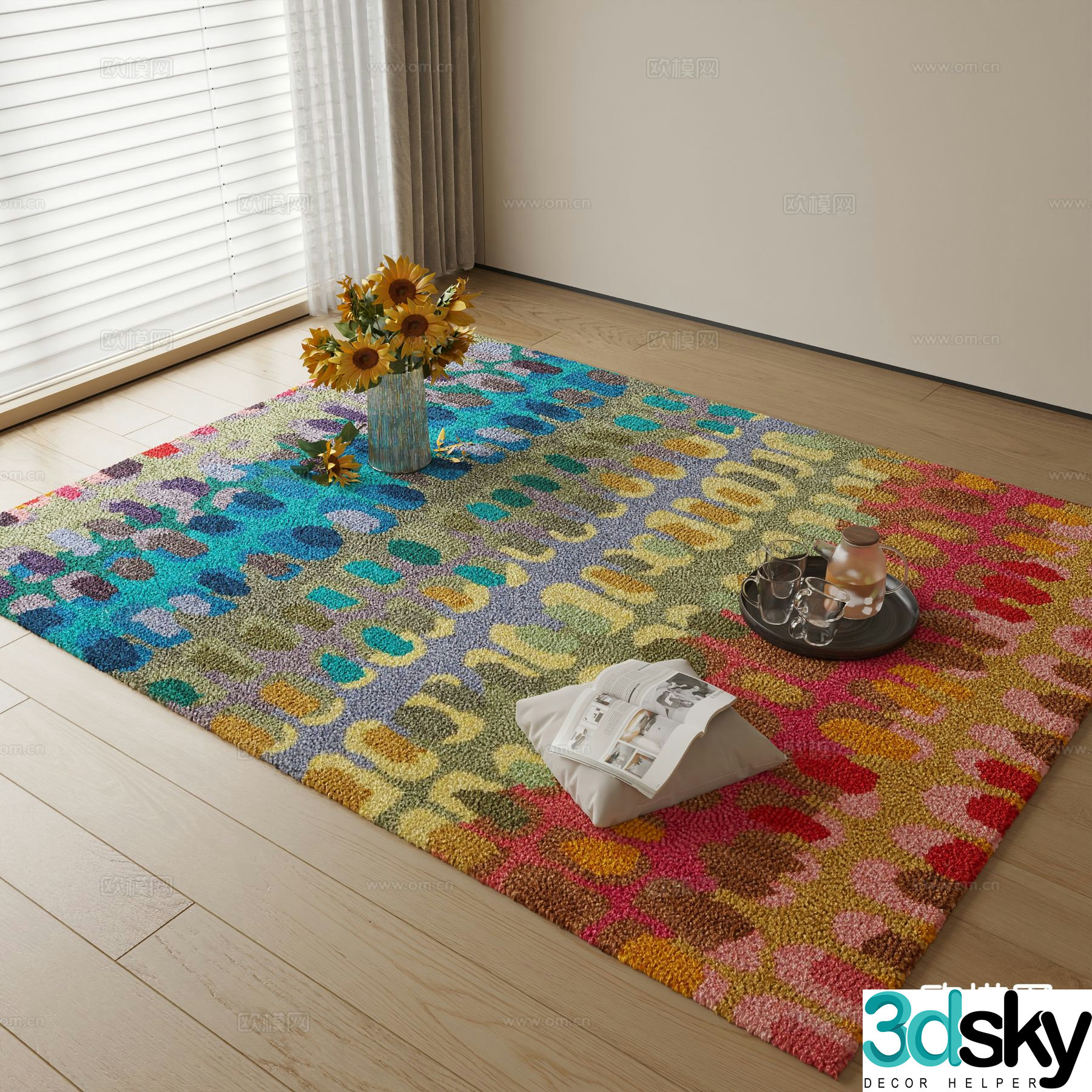 Modern carpet square rug 3d model