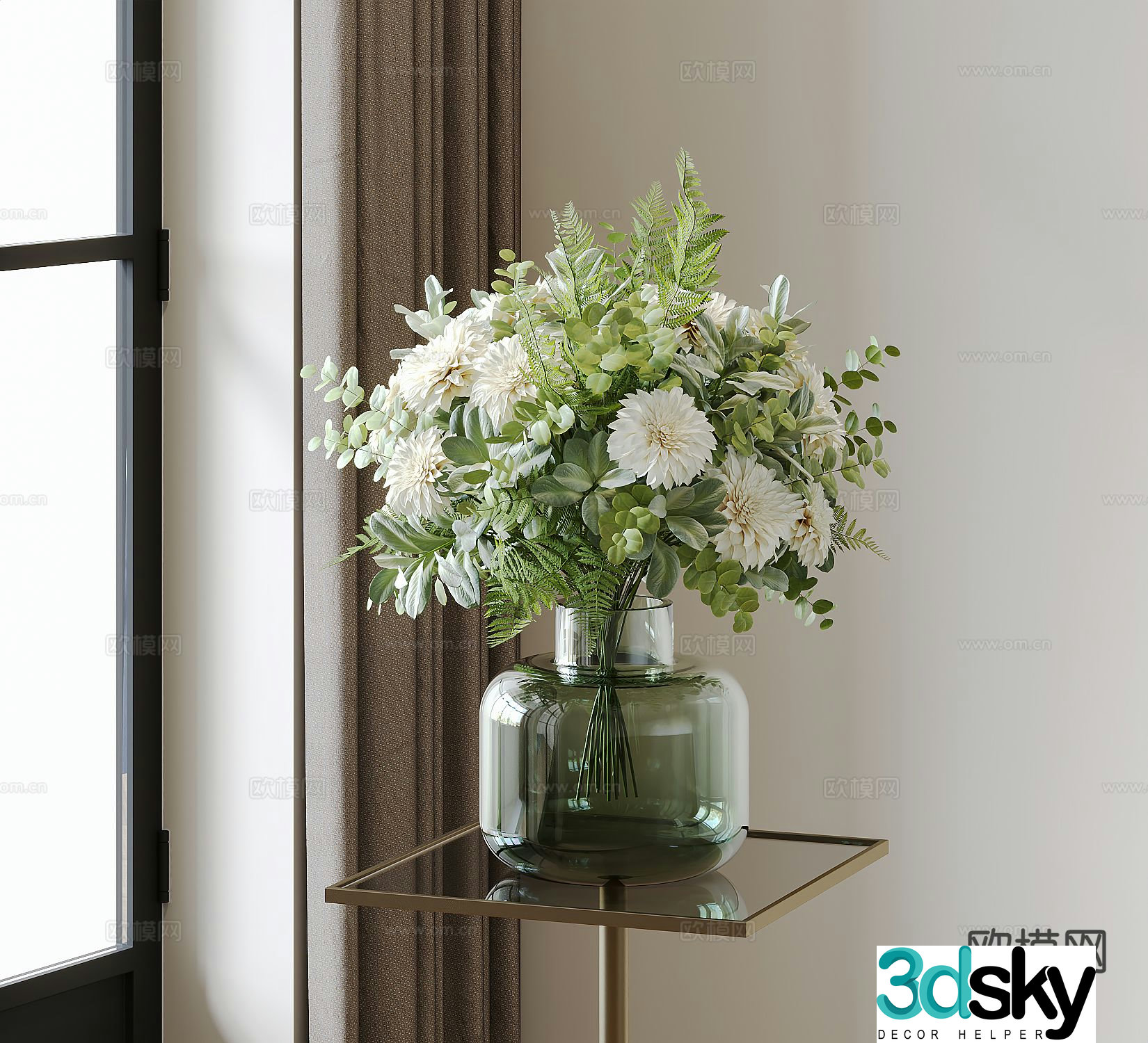 modern vase floral arrangement flower arrangement flowers 3d model