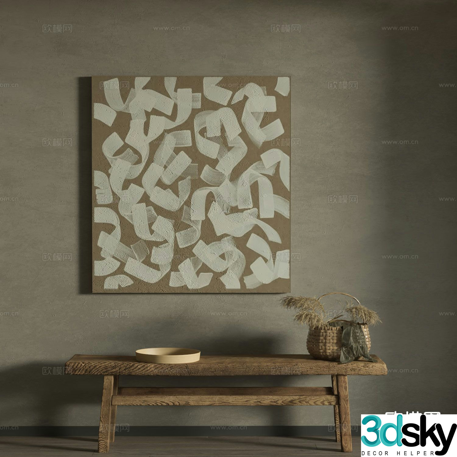 Wabi-sabi art painting abstract painting decorative painting 3d model