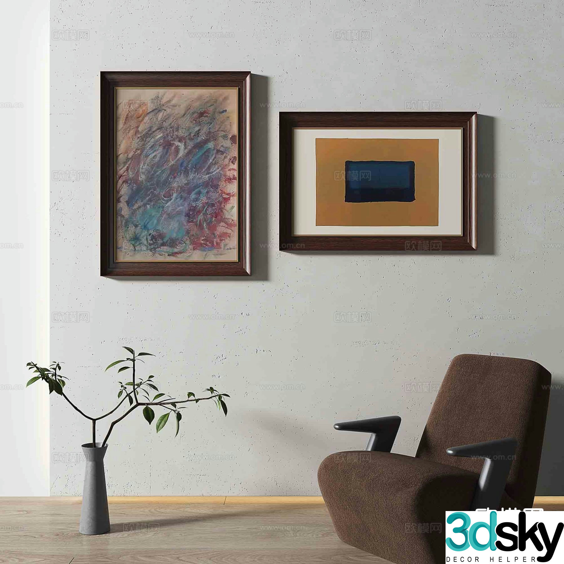 Simple European decorative painting texture painting hanging painting 3D model