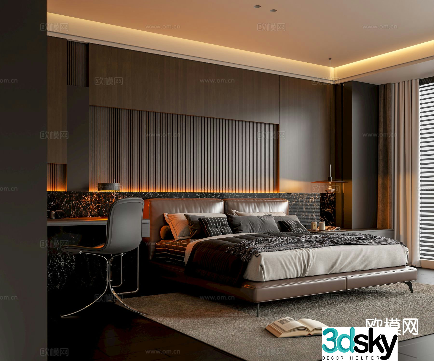 Italian style bedroom master bedroom 3d model