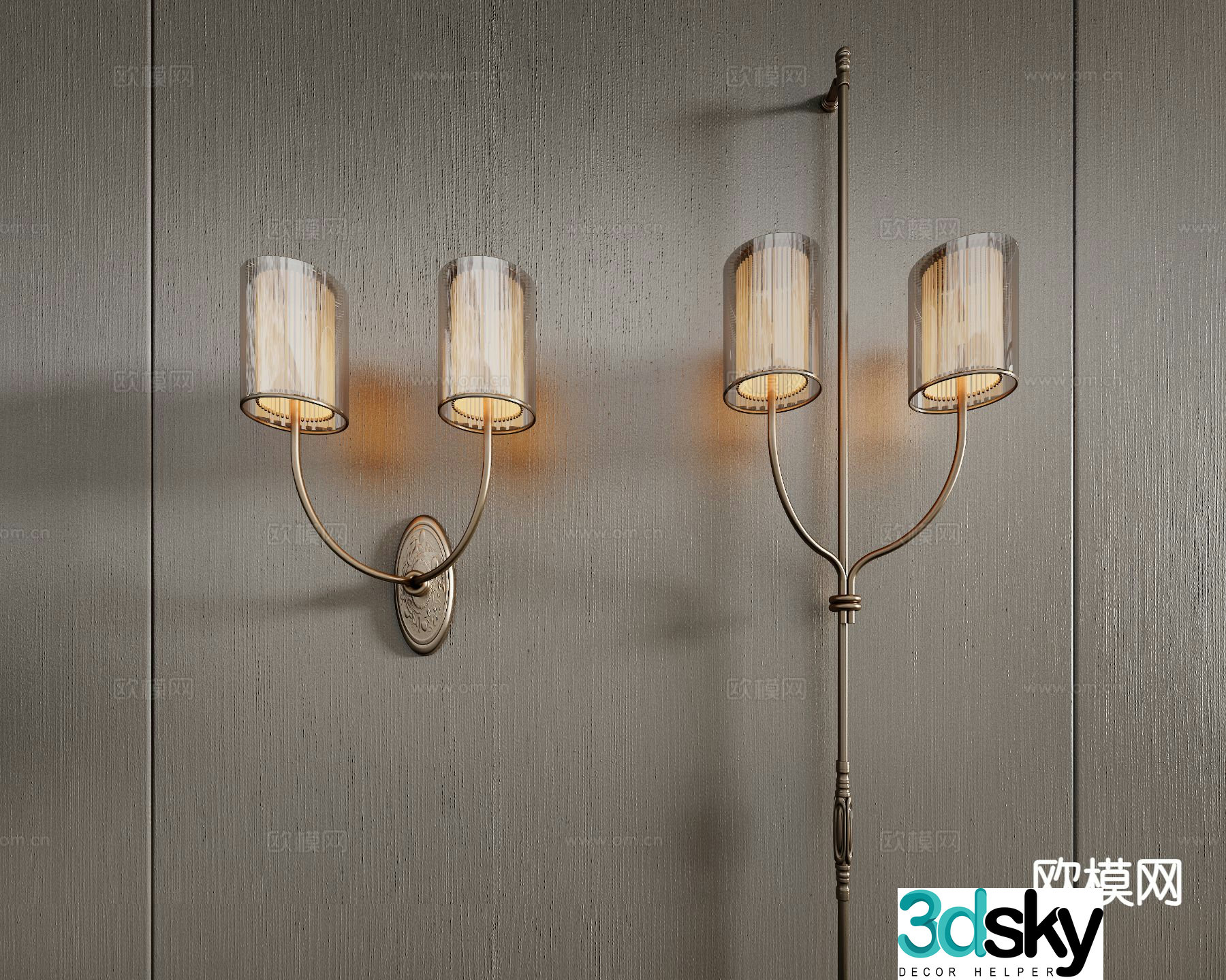 Italian glass wall lamp crystal wall lamp metal wall lamp 3d model