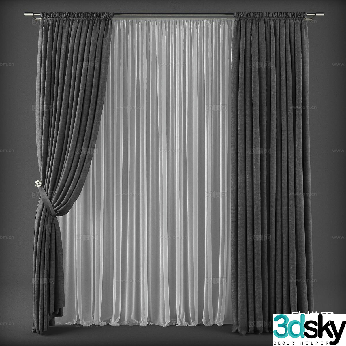 modern curtain 3d model