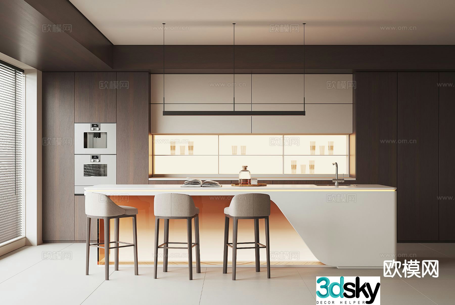 Modern island restaurant 3d model