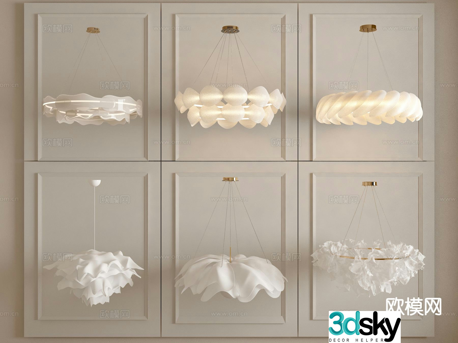 Cream style chandelier ring chandelier 3d model
