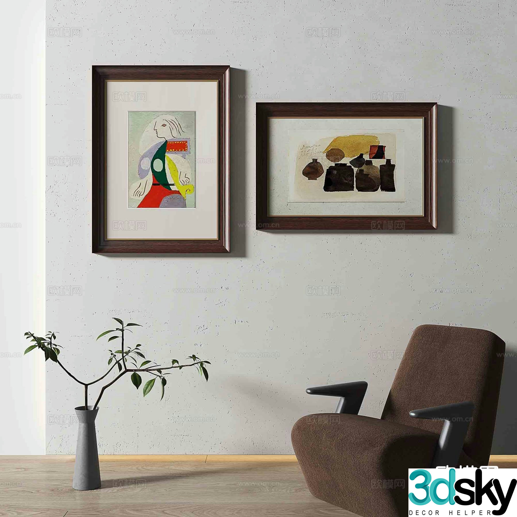 Simple European retro painting decorative painting oil painting 3d model