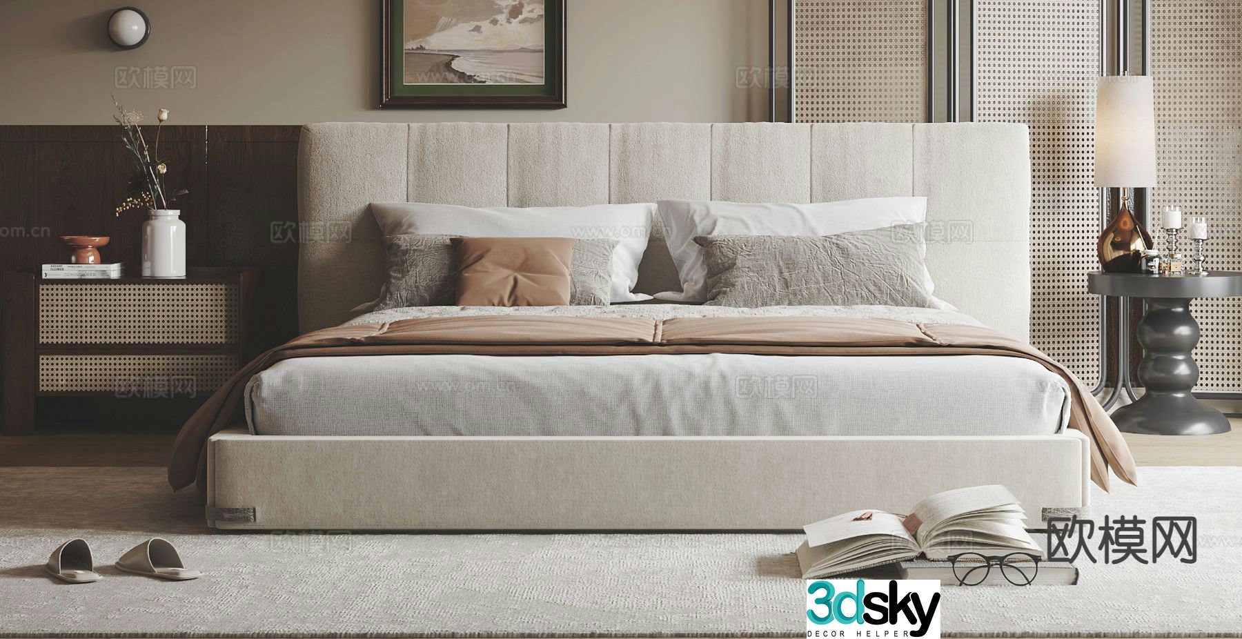 Medieval style double bed 3d model