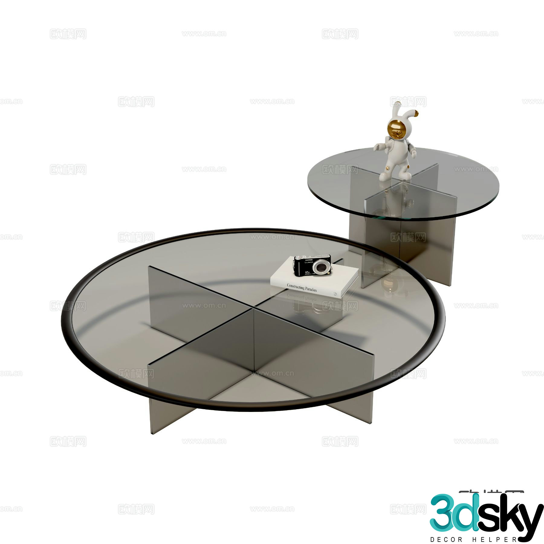 Glass coffee table mother-in-law coffee table 3d model