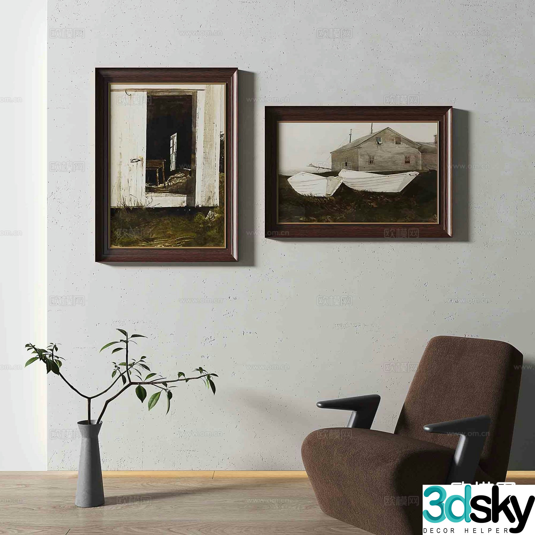 Simple European retro painting decorative painting oil painting 3d model