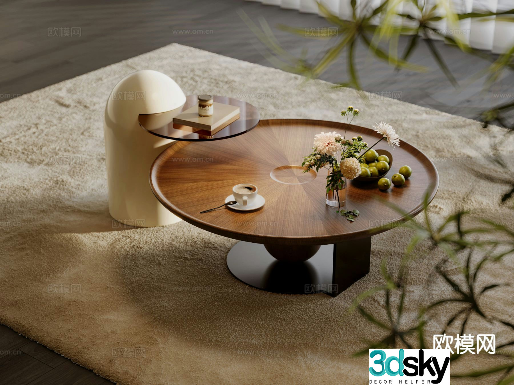 Modern double coffee table 3d model