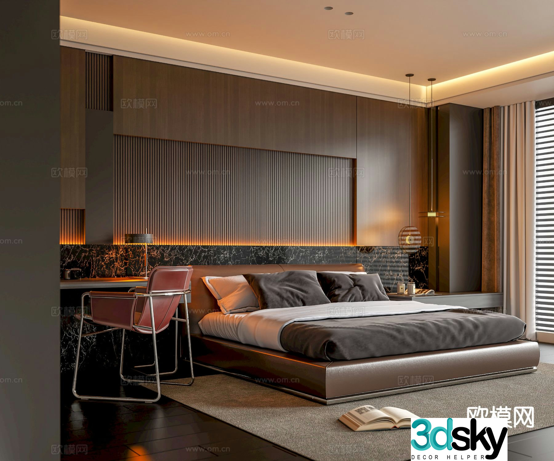 Italian style bedroom master bedroom 3d model