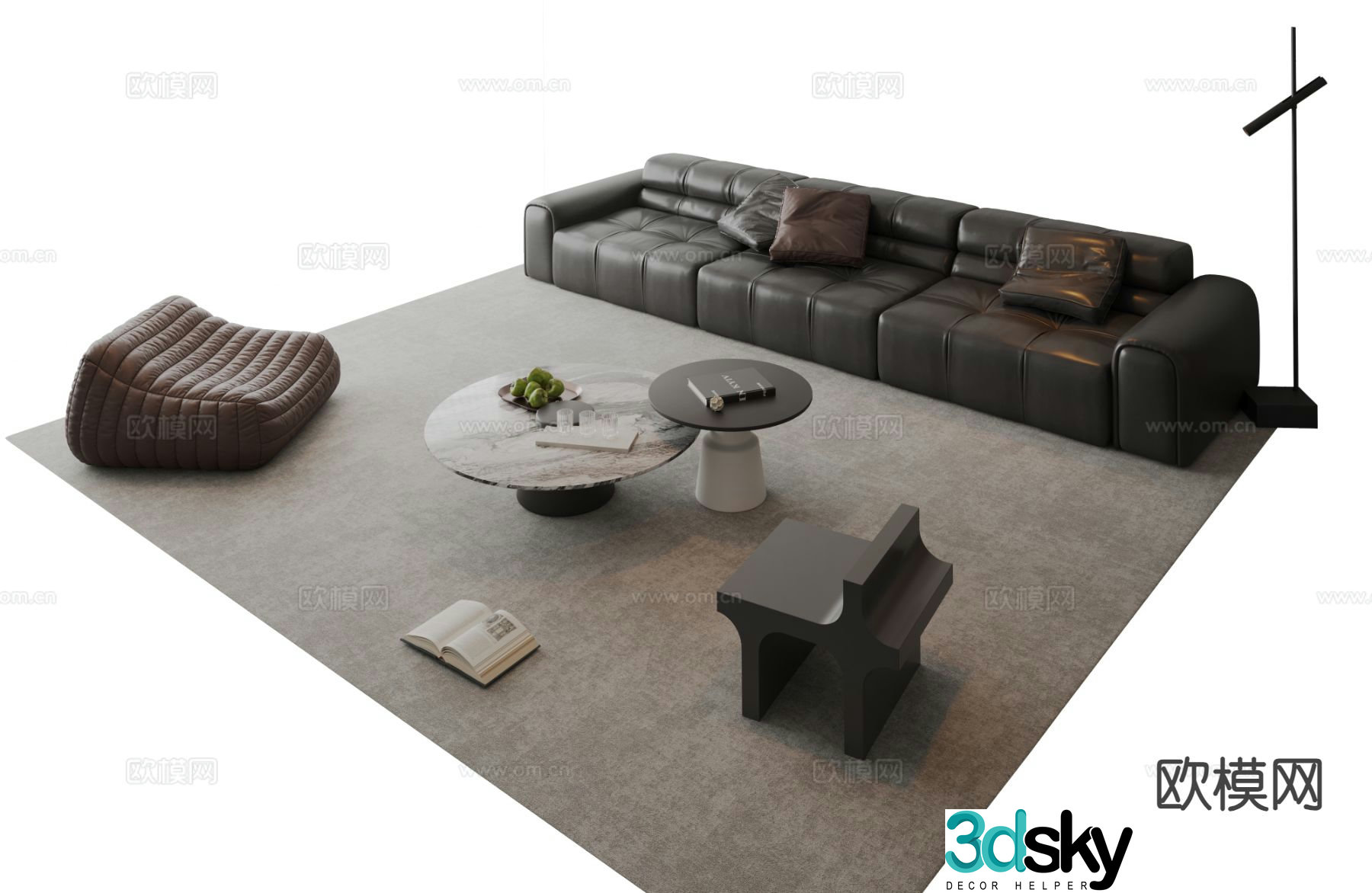 Italian sectional sofa 3d model
