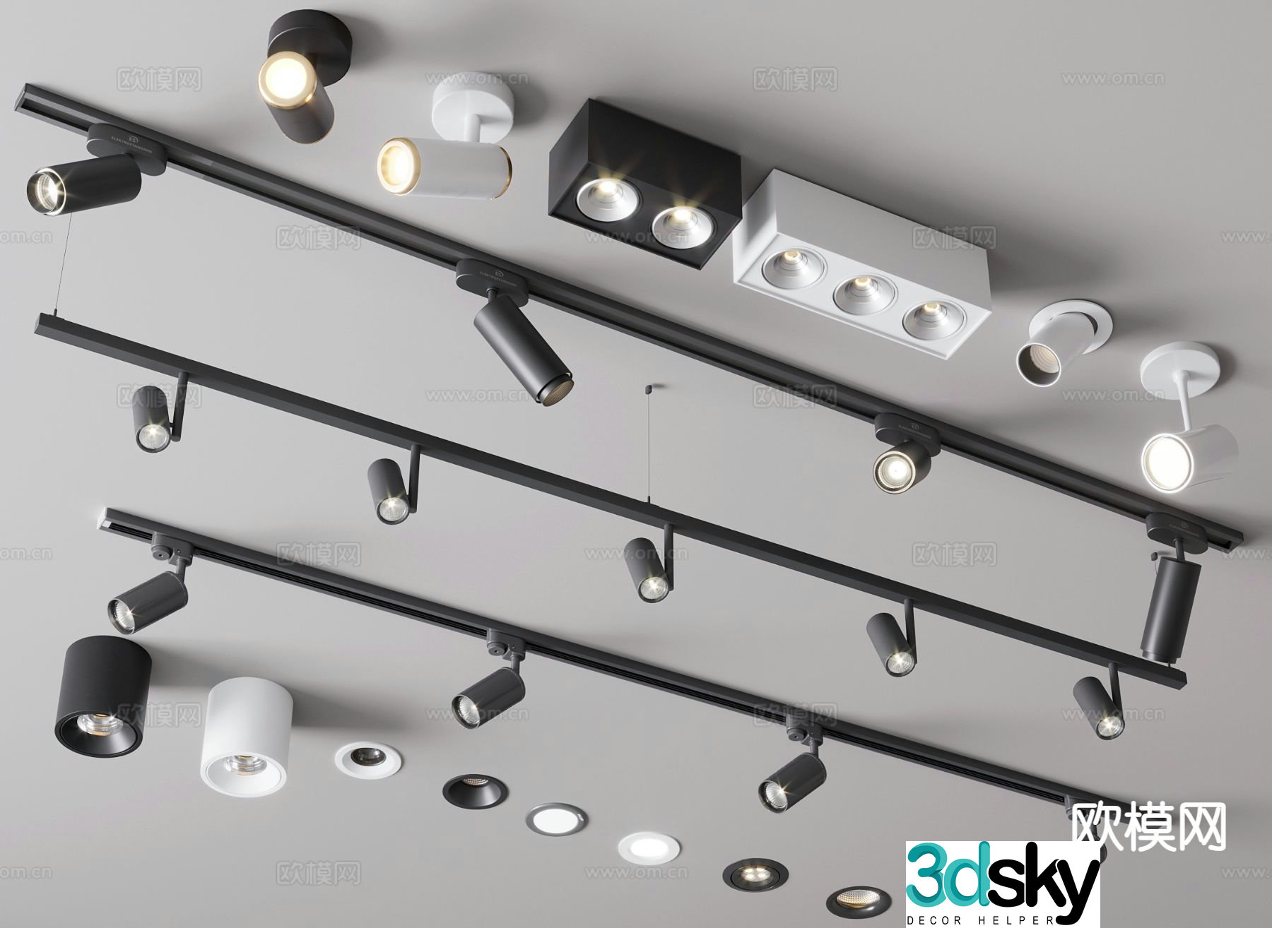 Track light recessed downlight spotlight magnetic light 3D model