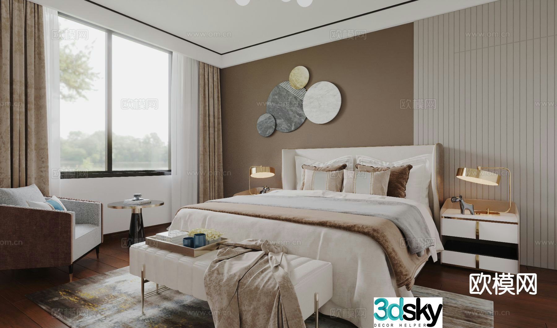 Modern bedroom second bedroom 3d model
