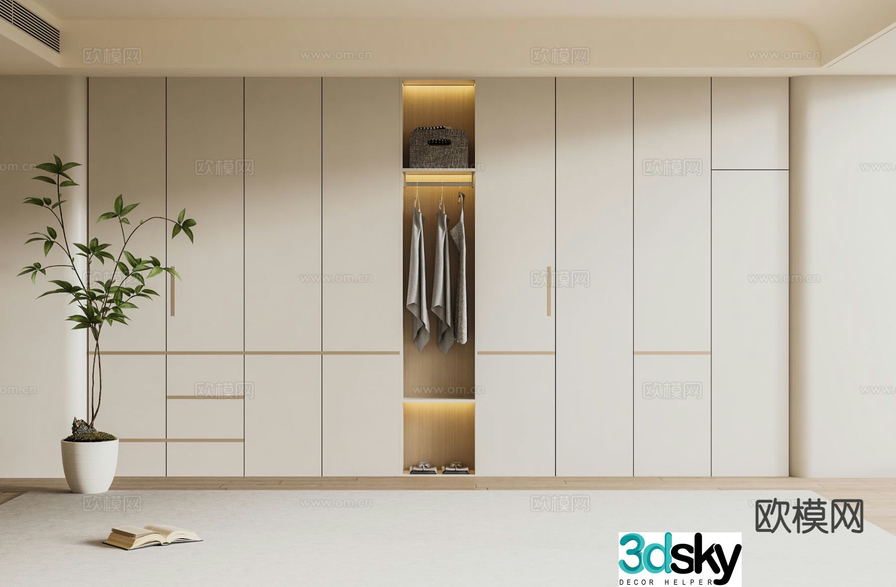 Cream style wardrobe wardrobe 3d model