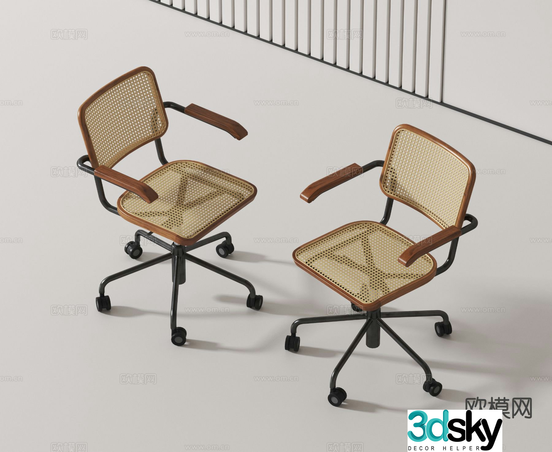 Modern single chair swivel chair rattan chair chair 3d model