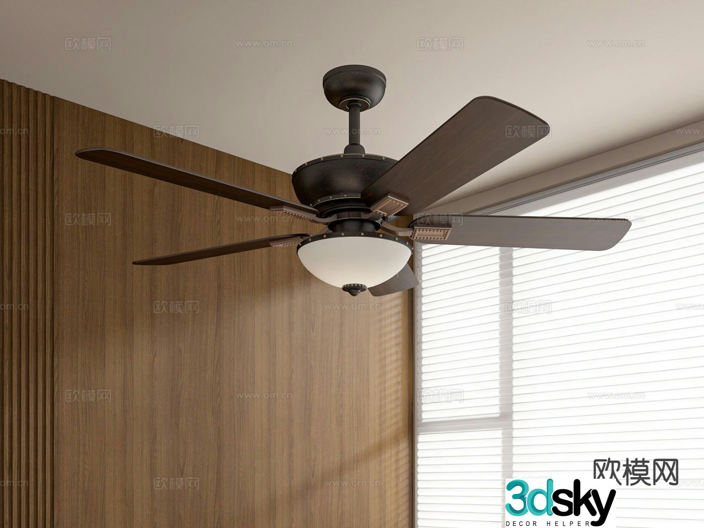 Medieval style ceiling fan lamp fan lamp 3d model
