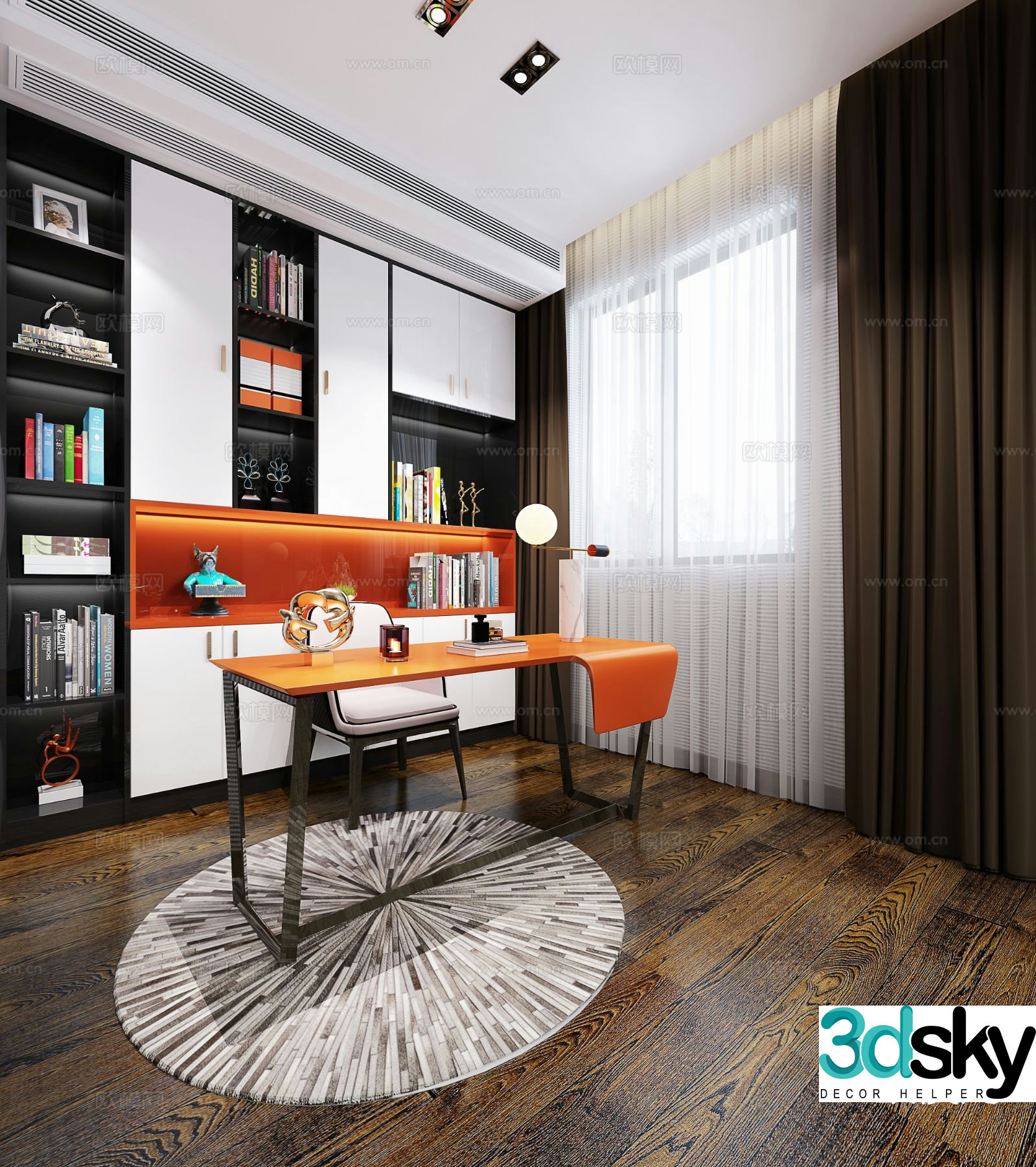 Modern study room 3d model