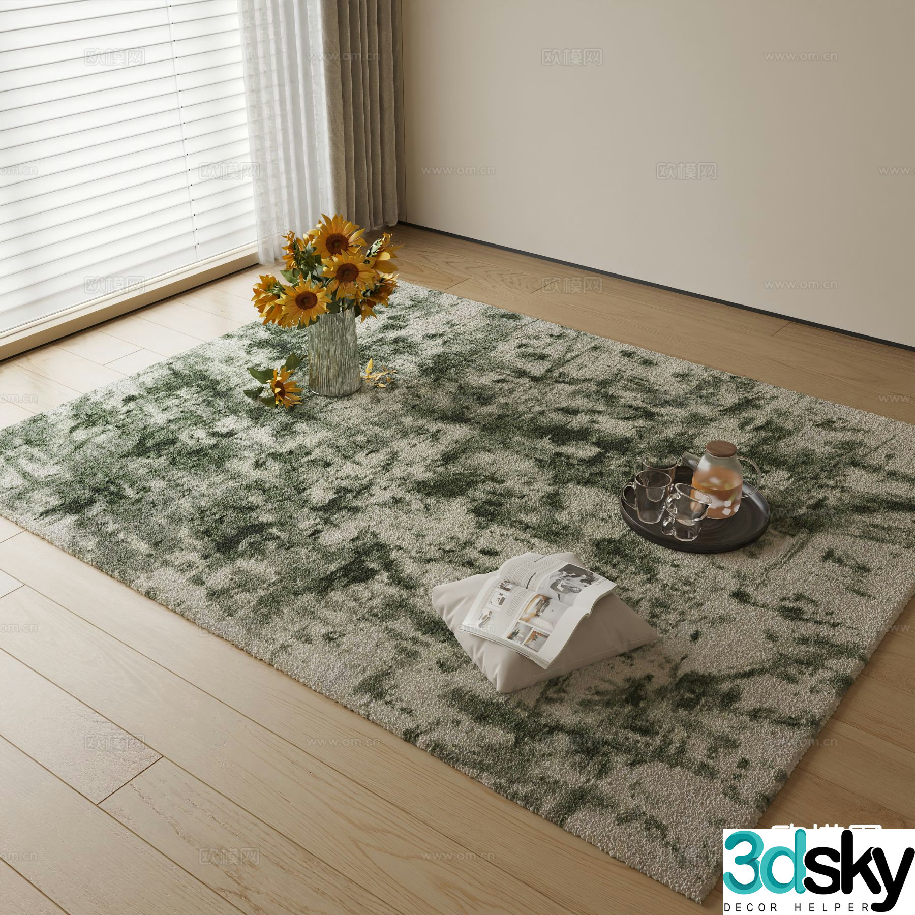 Modern carpet square rug 3d model