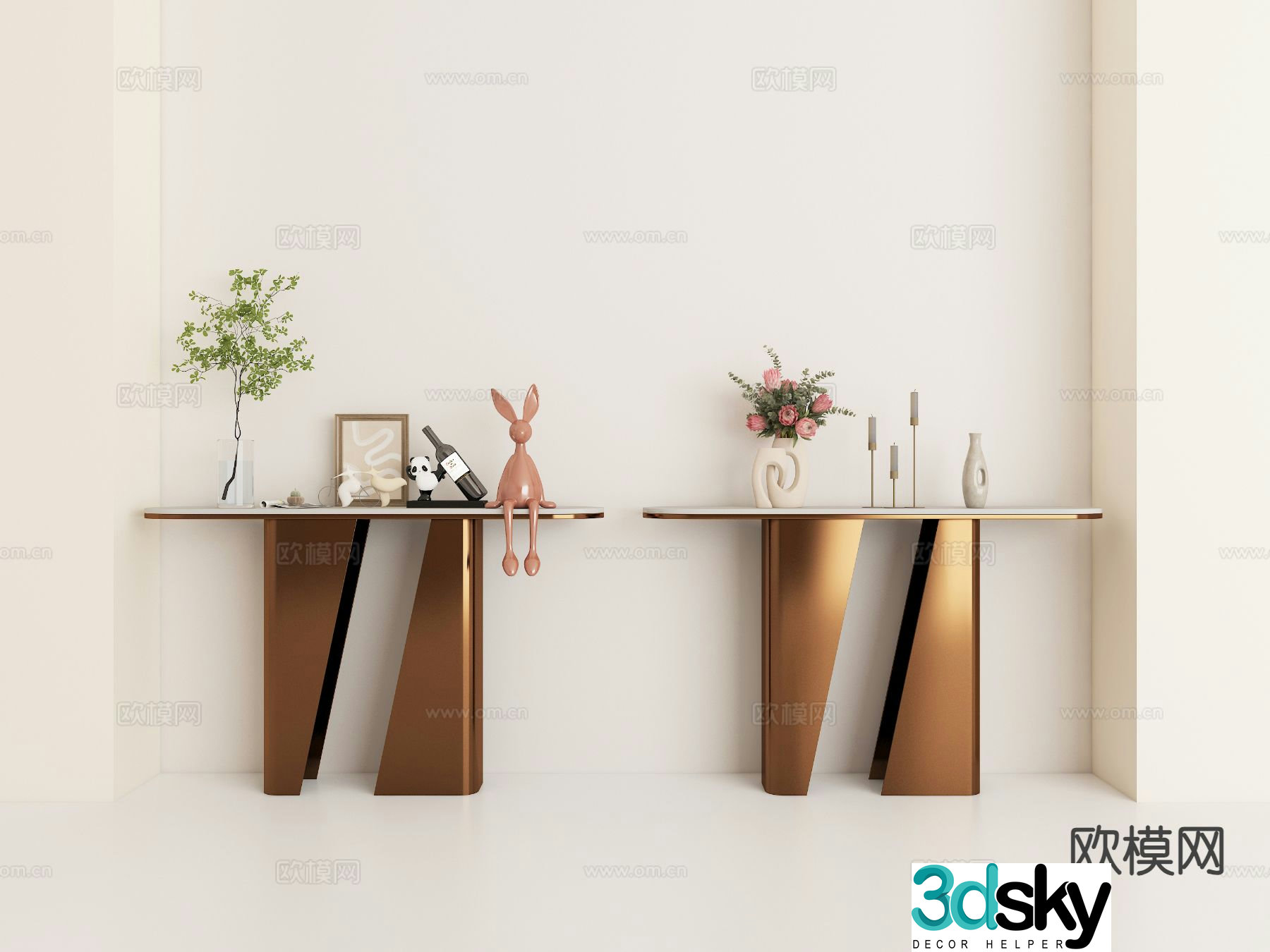 Light luxury entrance desk Duanjing strip 3D model