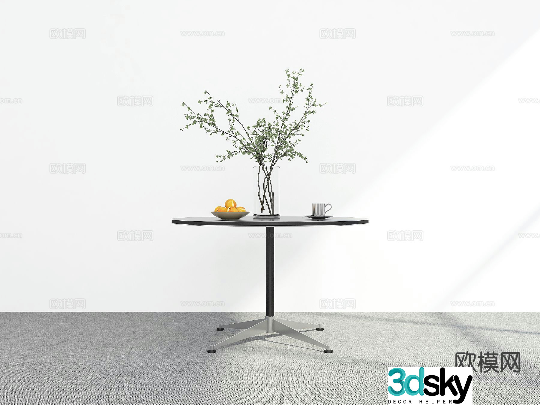 Round dining table lacquered dining table 3d model