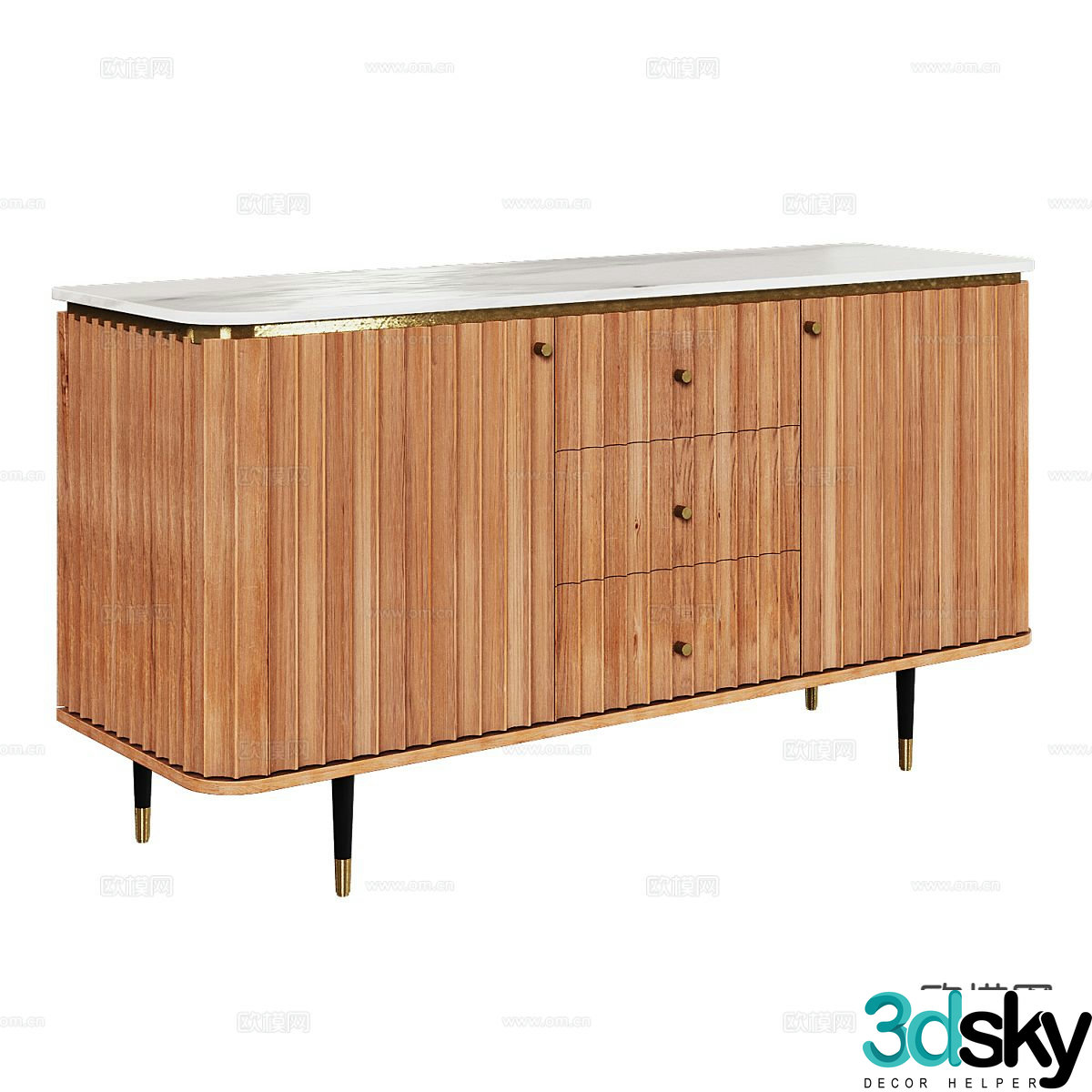 Nordic entryway cabinet wooden cabinet 3d model