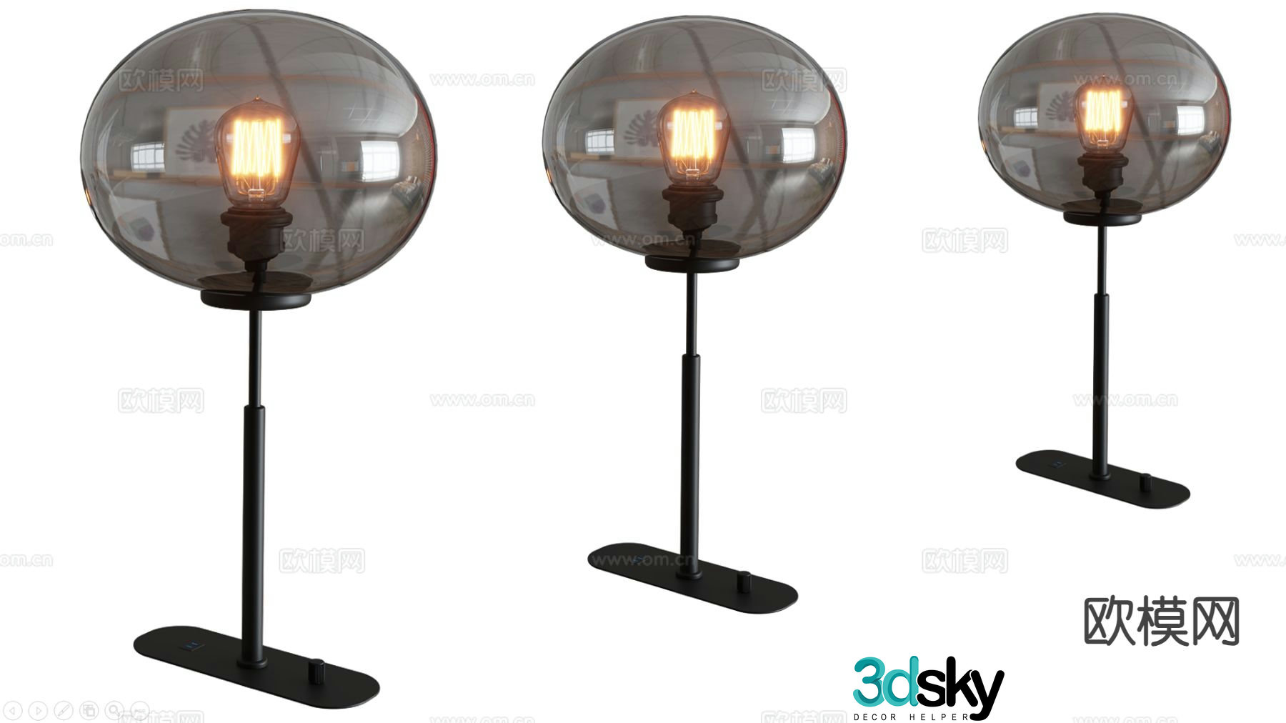 Glass table lamp 3d model