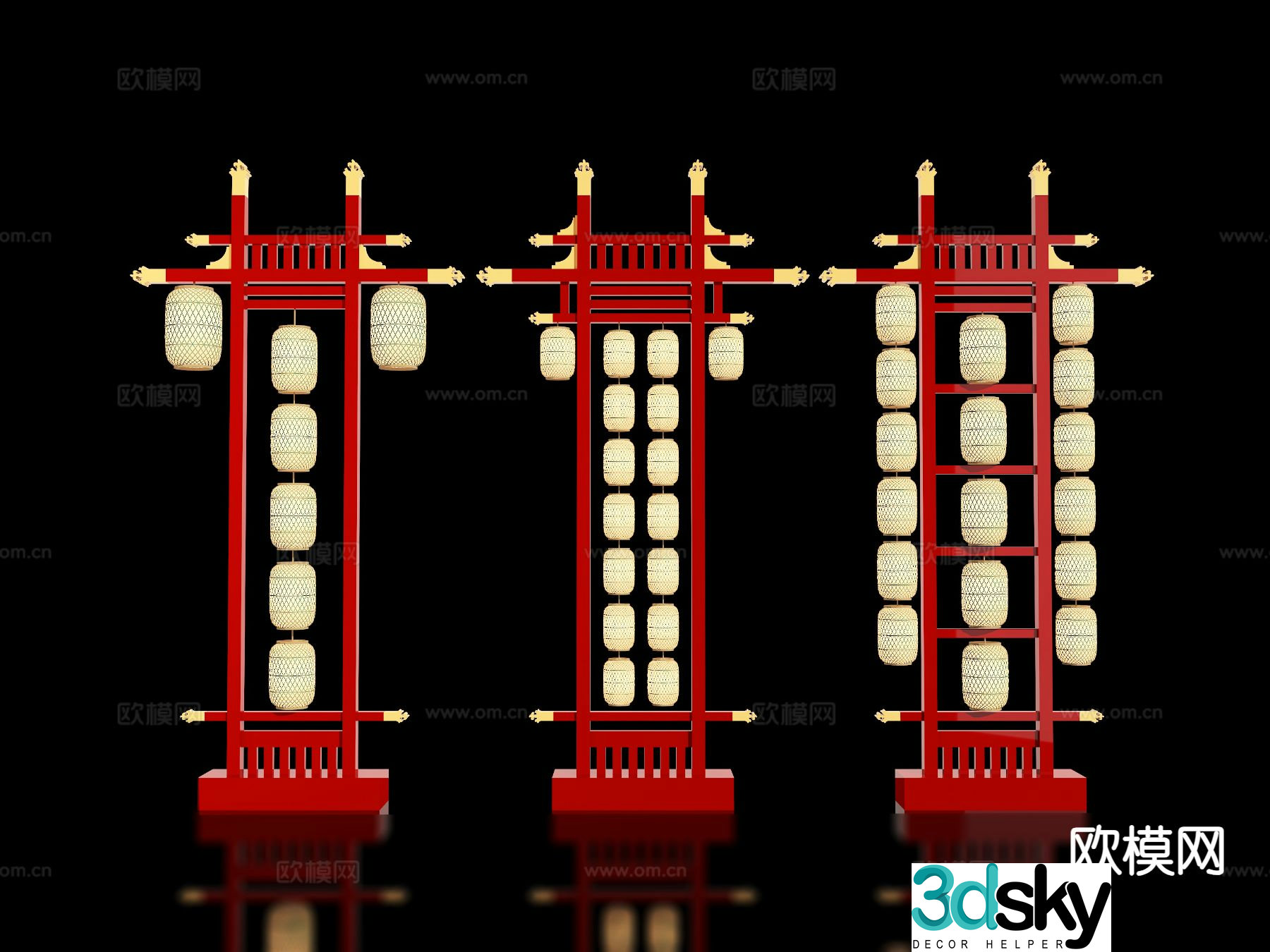 New Chinese style outdoor lantern device 3D model