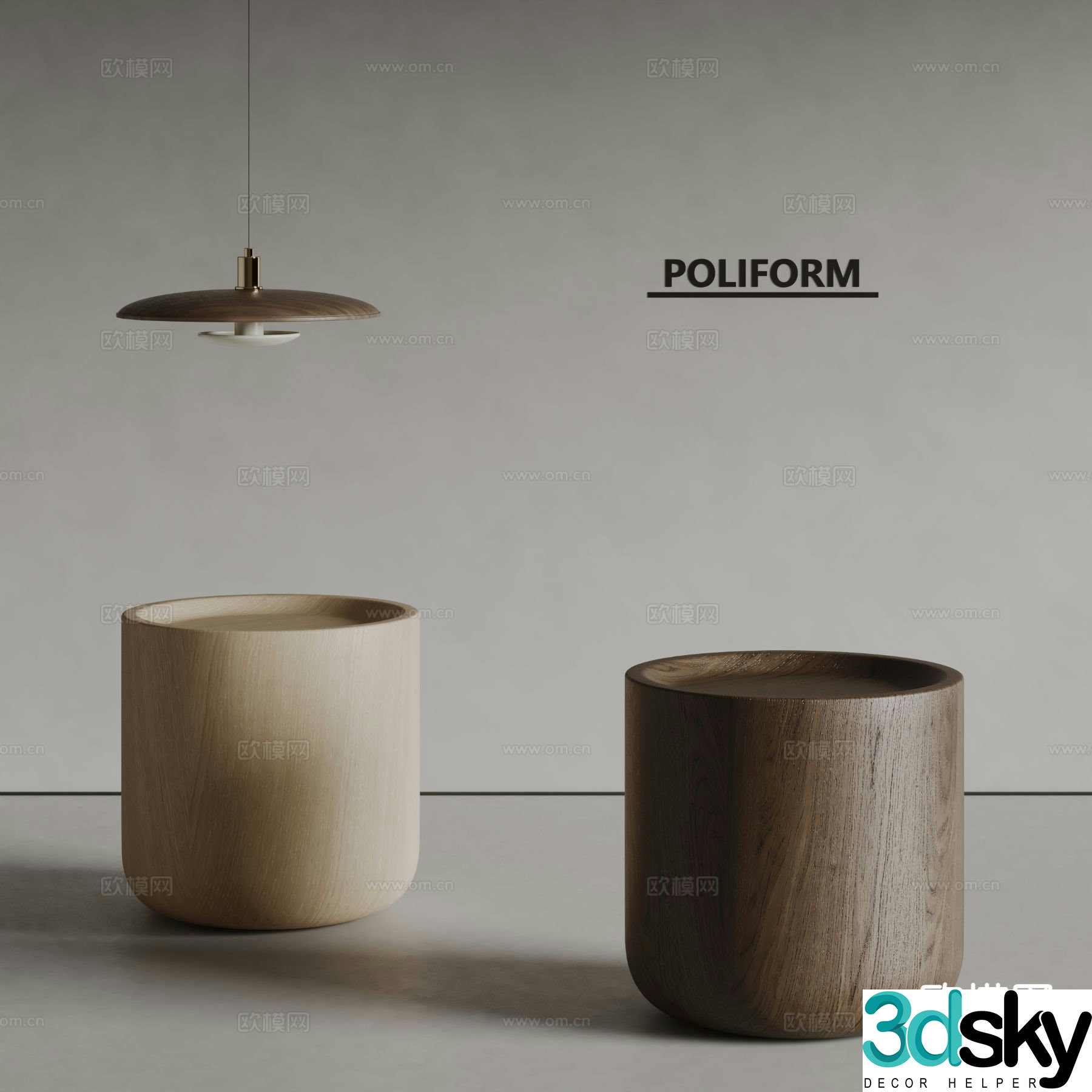 poliform round table side table 3d model