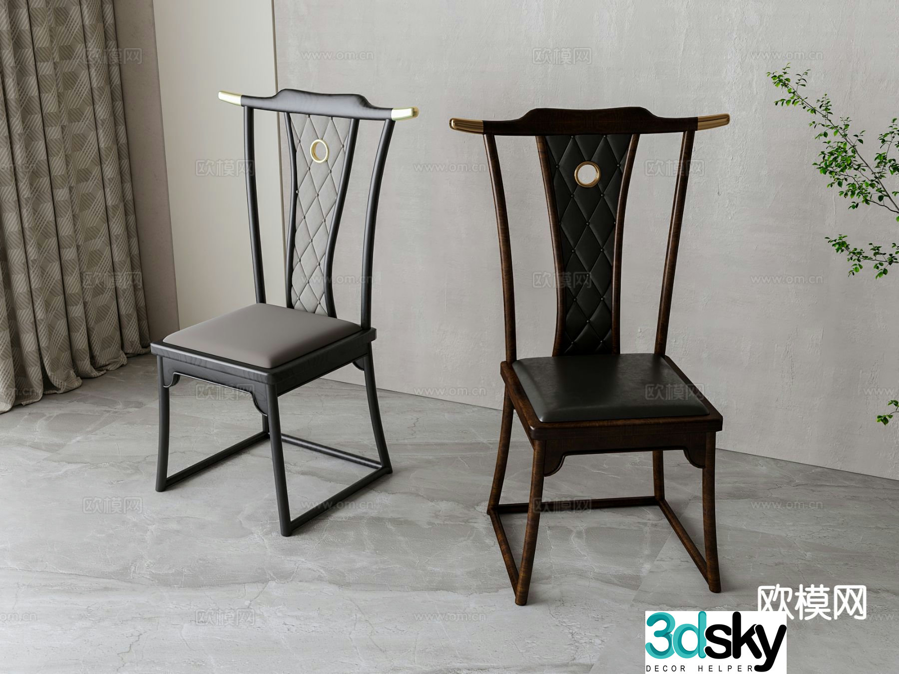 New Chinese style chair dining chair 3d model