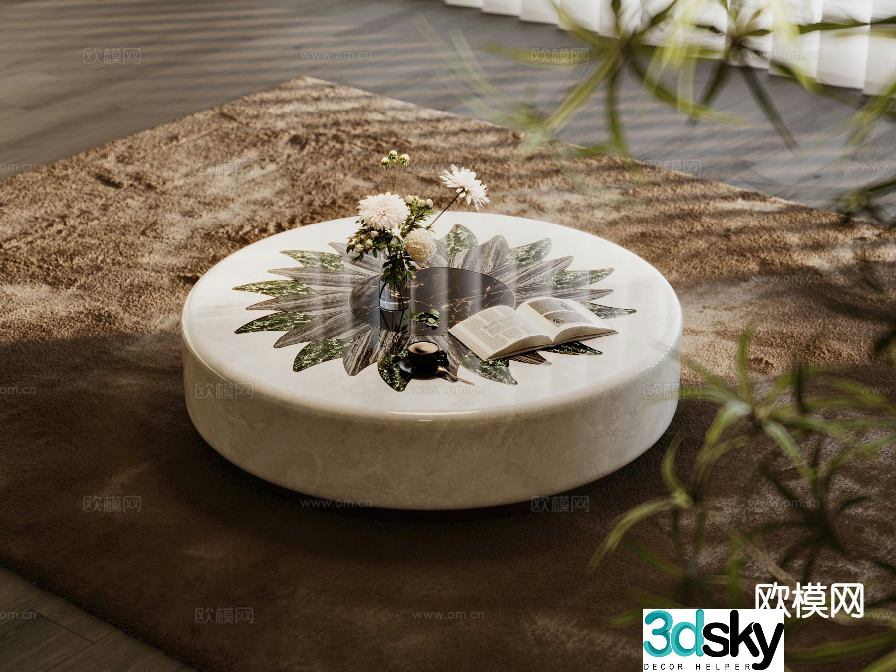 Modern round coffee table 3d model