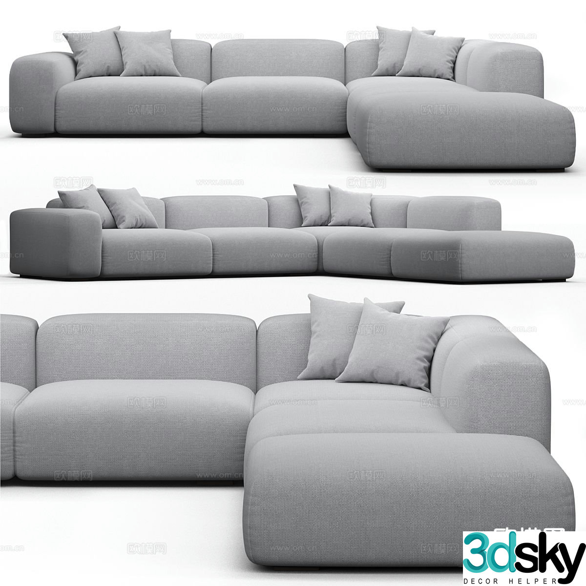 Simple multi-person sofa 3d model