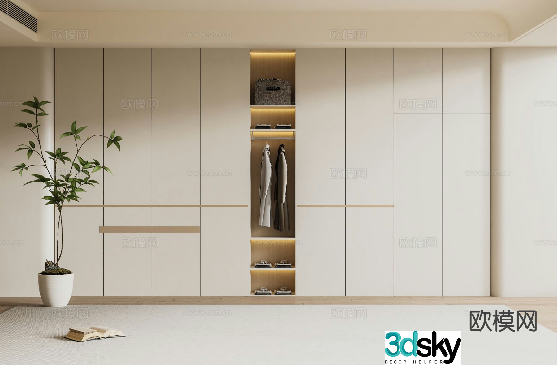 Cream style wardrobe wardrobe 3d model