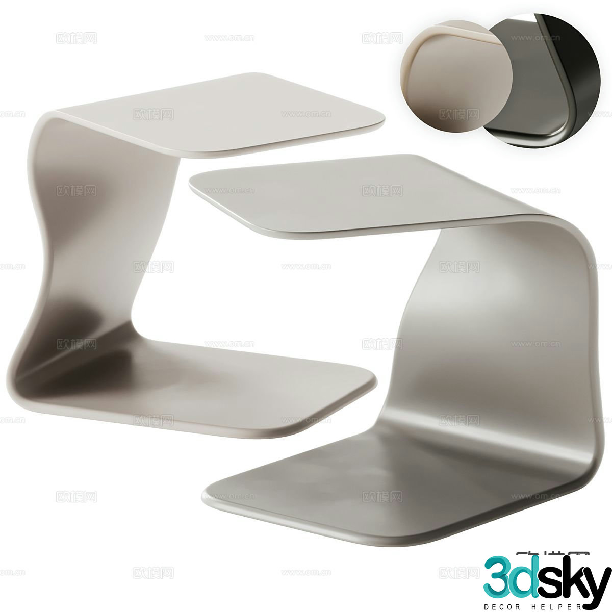 Metal corner table side table 3d model