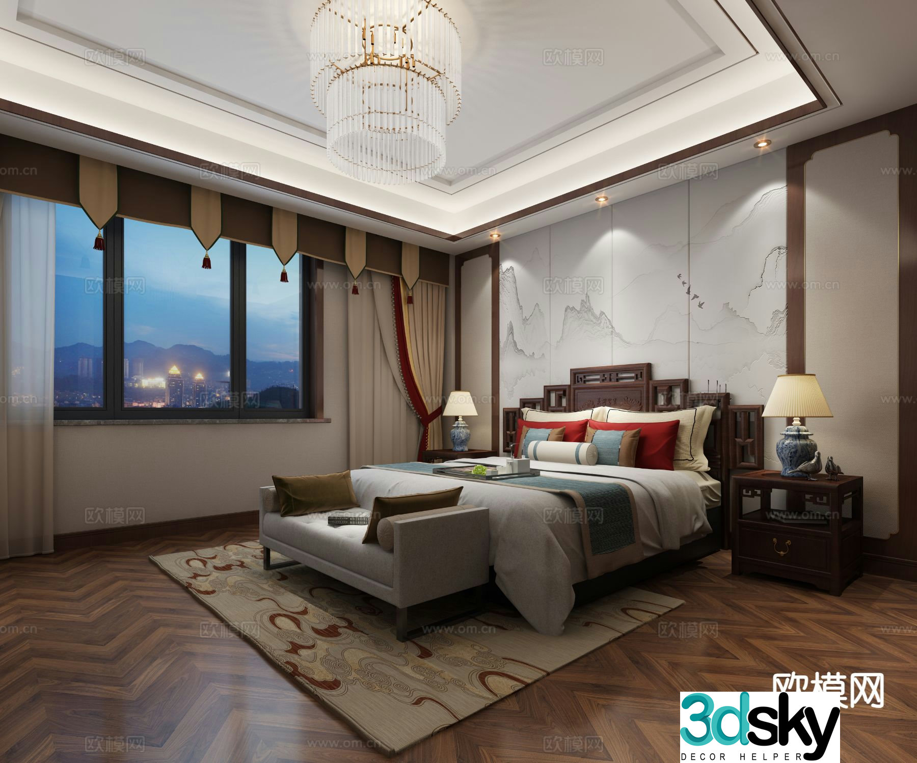 New Chinese style bedroom master bedroom 3d model