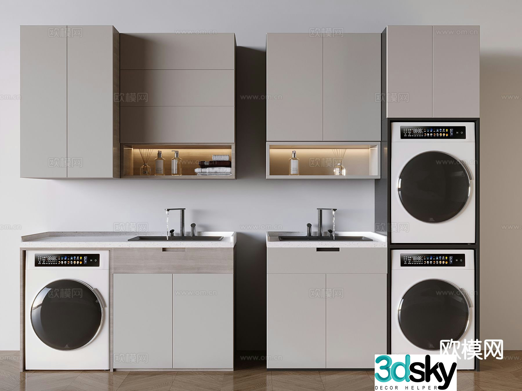 Modern washing machine cabinet balcony cabinet 3d model
