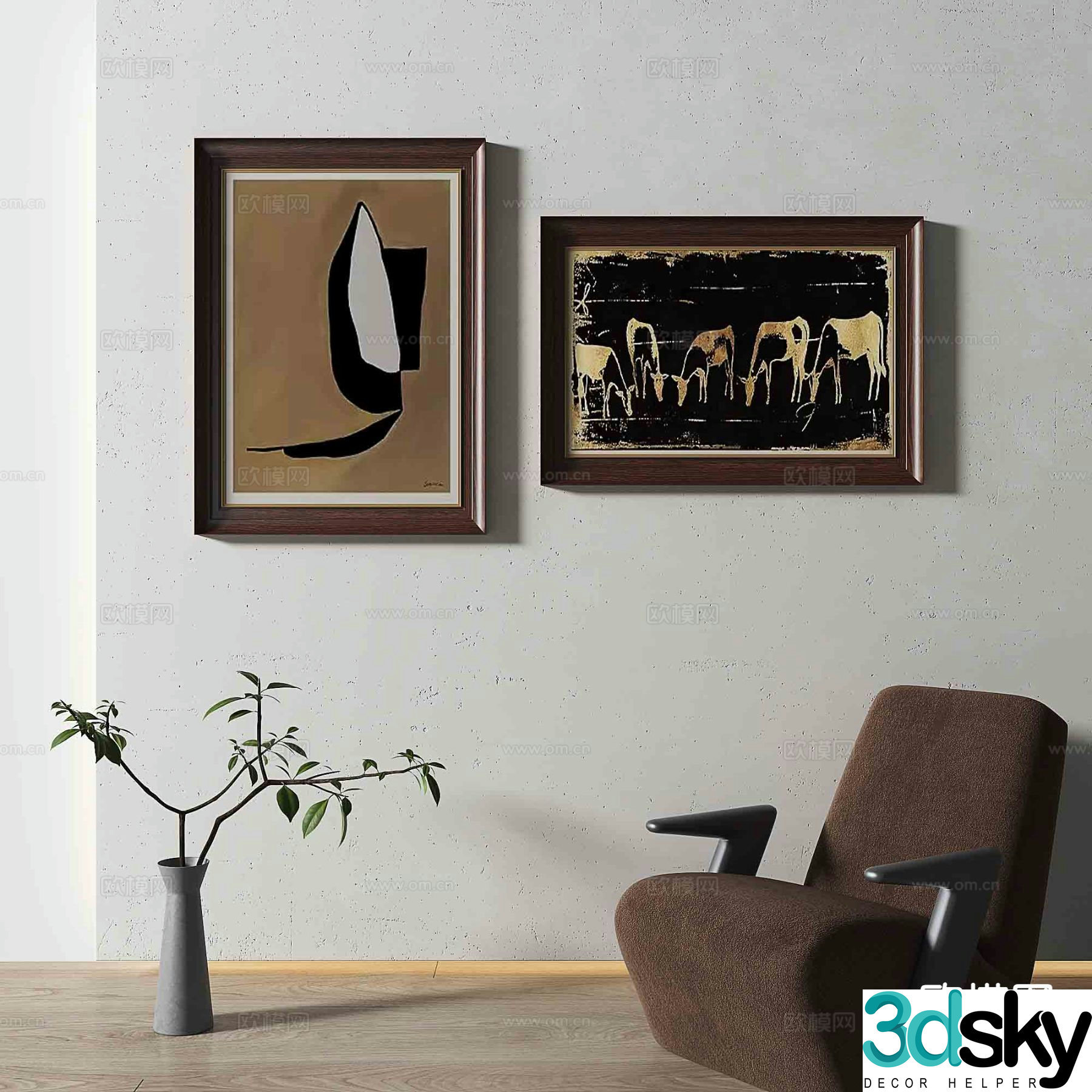Simple European decorative painting art painting hanging painting 3D model